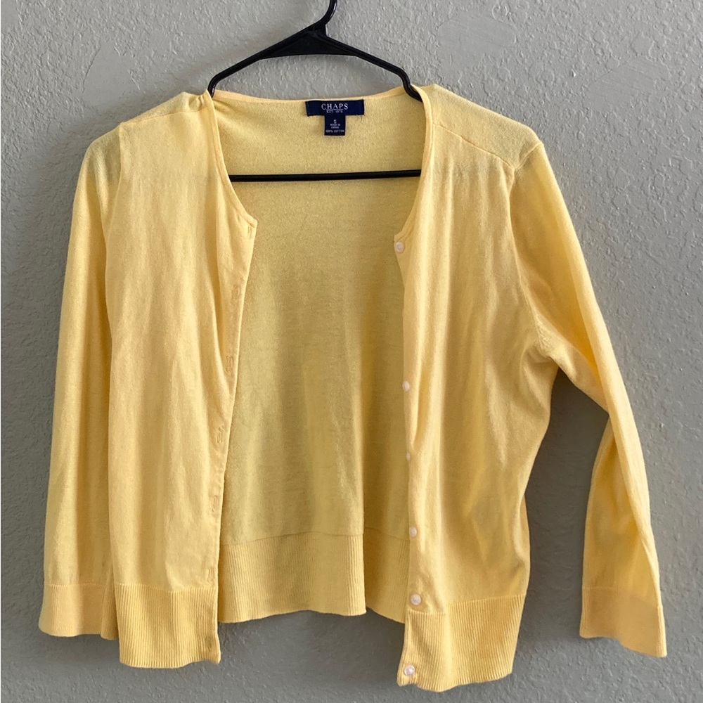 Lightweight Yellow Cotton Cardigan from Chaps Size Small